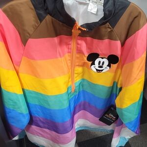 Disney Mickey Mouse Pride Collection Jacket 3/4 Orange Zipper Adult Sz Large NWT
